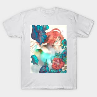 Anime Girl with Flowers T-Shirt